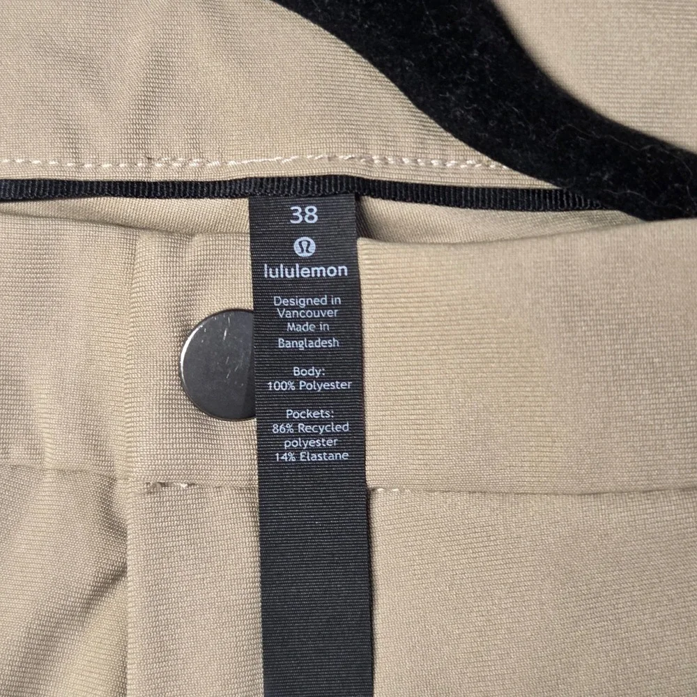 Lululemon Commission Golf Pants Mens 38 Khaki Tan 33 Inseam Technical Trousers